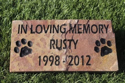 GraphicRocks 6 inch x 12 inch Natural Red Stone Engraved Pet Memorial Stone Headstone Grave Marker Pet Loss Gift Personalized wi