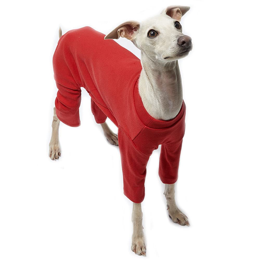 Lucky Petter Small Dog Pajamas - Basic Red Onesie Doggie Jammies Stretchable Dog Jumpsuit Bodysuit Pjs (X-Small)