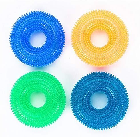 Kspups Tpr Material Spike Rim Puppy Chew Toy Teething Toy Dog Squeaky Toys Pack Of1 (Color May Vary)