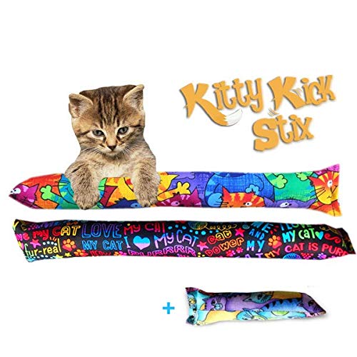 Kitty Kick Stix 15 '' Original Catnip Kicker Toy (Set Of 2), Handmade In Usa By Cat Lovers, Interactive Natural Cat & Kitten Toy