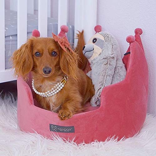 Nandog Pet Gear Crown Cozy Round Dog And Cat Bed Collection Washable Indoor Pet Bed For Small Breeds -Soft Bed Fits In Crate Or