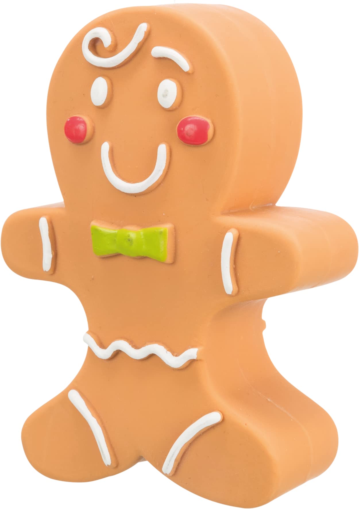 Trixie Gingerbread Figure Latex Dog Toy With Squeaker | Soft & Lightweight Natural Rubber Chew Toy For Dogs | Durable Interactiv