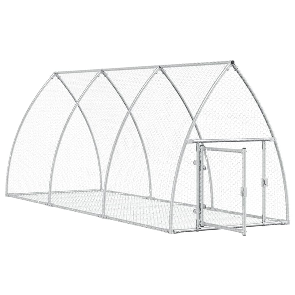 vidaXL Rabbit Hutch Silver 118.1x41.3x47.2 Galvanized Steel