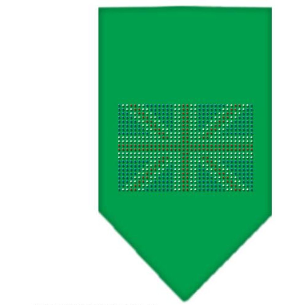 Pet and Dog Bandana Rhinestone, British Flag Emerald Green Large