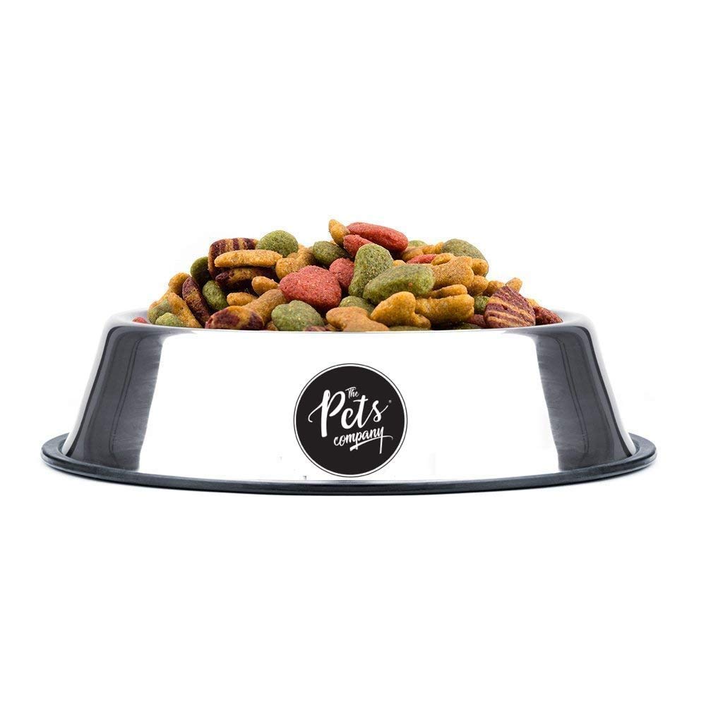 The Pets Company Stainless Steel Feeding Bowl, NonSkid Rubber Bottom Food/Water Dog Bowl, Large, 900Ml