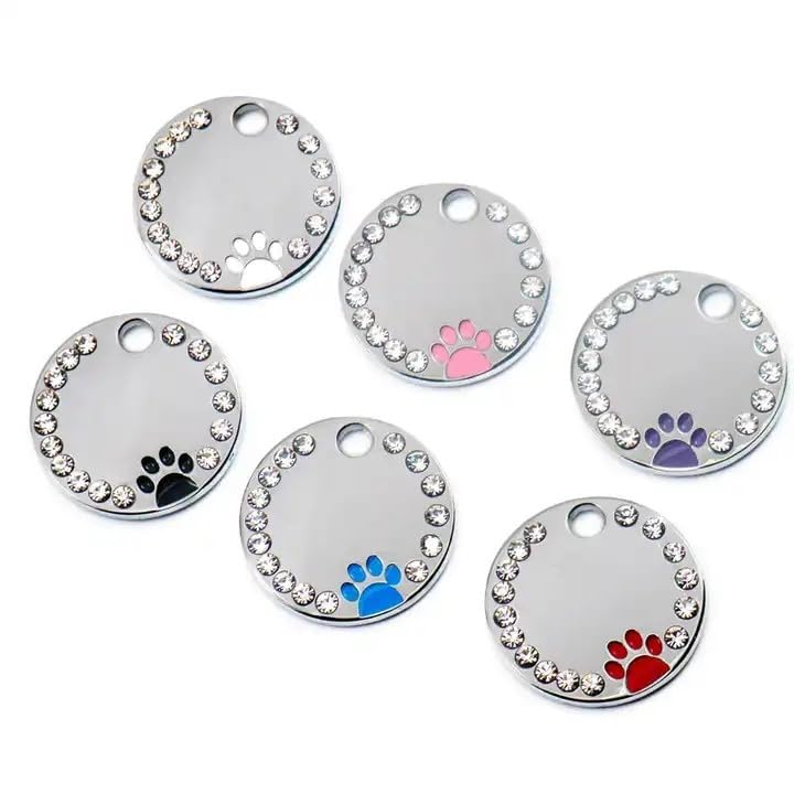 Personalized Dog/Cat Cute Paw Pet Id Tag With Unique Laser Engraving Name And Phone Number For Pet Collar Or Key Chain (White)