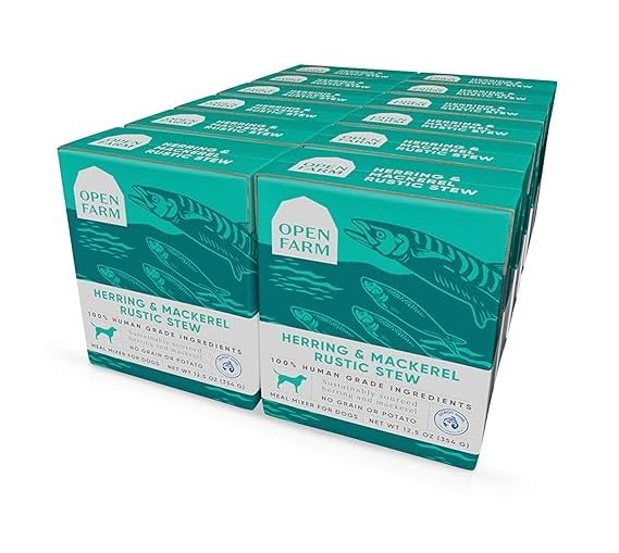 Open Farm Herring & Mackerel Rustic Stew Wet Dog Food, Grain-Free Meal or Food Topper with Responsibly Sourced Meat and Superfoo