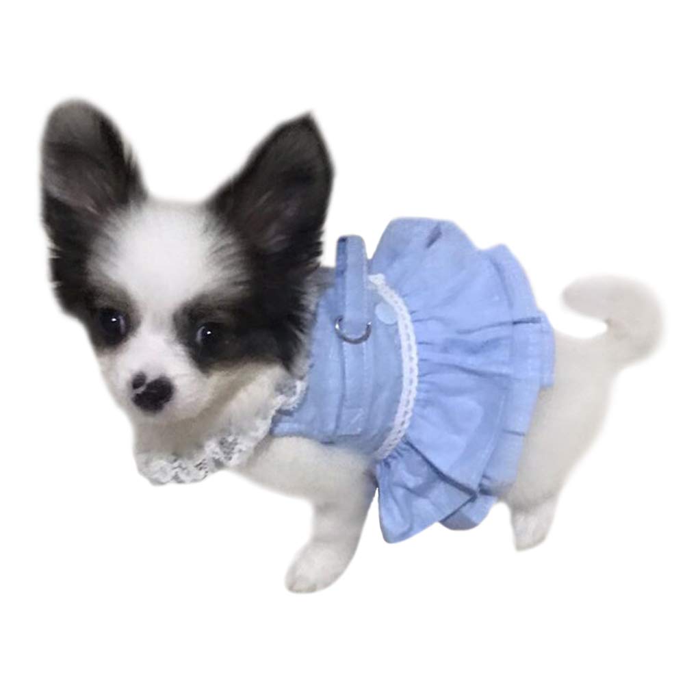 Creation Core Breathable Cat Lace Dress Harness With Matching Lead Leash Set(Blue,S)
