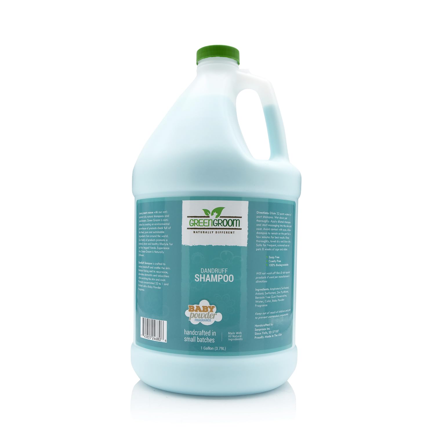 Green Groom Dandruff Dog Shampoo, 1 Gallon - All Natural Ingredients, Eliminates Dandruff and Reduces Flaking, Moisturizes the S