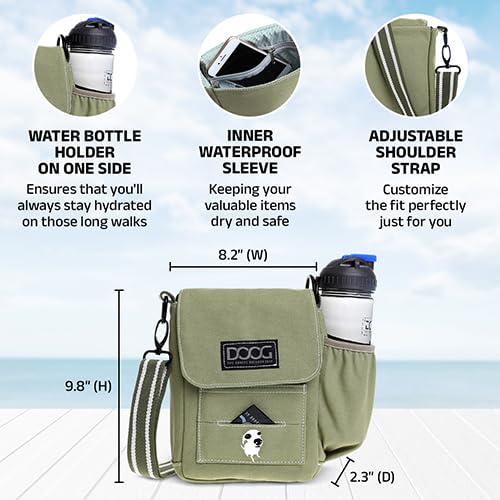 Doog - Large Shoulder Bag With Waterproof Lining, Waterbottle/Tennis Ball Holder, And Waste Bag Holder, Grey With Orange (Sb01)