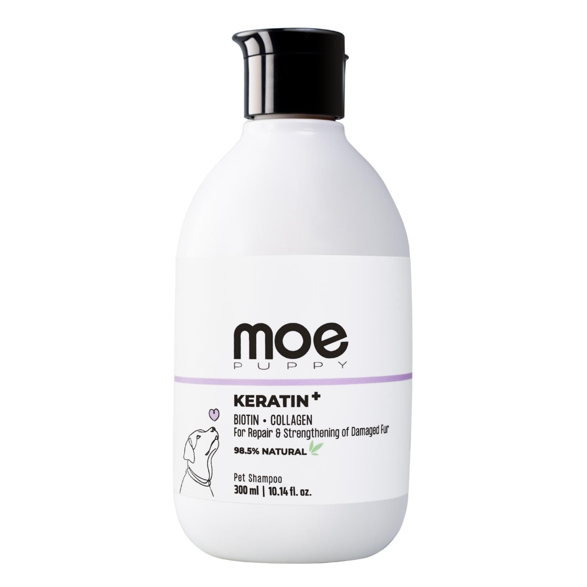 Moe PuppyS Keratin+ Protein Shampoo For Dogs & Cats, Shed Control, Repair & Strengthen Damaged Fur, Long Lasting Scent, Moistur