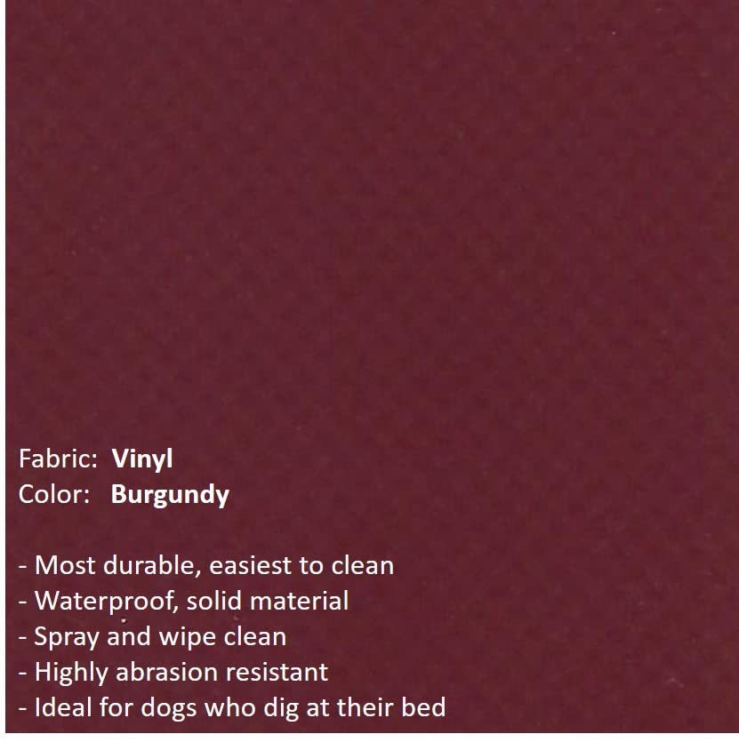 Kuranda Chewproof Bed - Silver Aluminum - 30'' x 20'' - Heavy Duty Vinyl - Burgundy