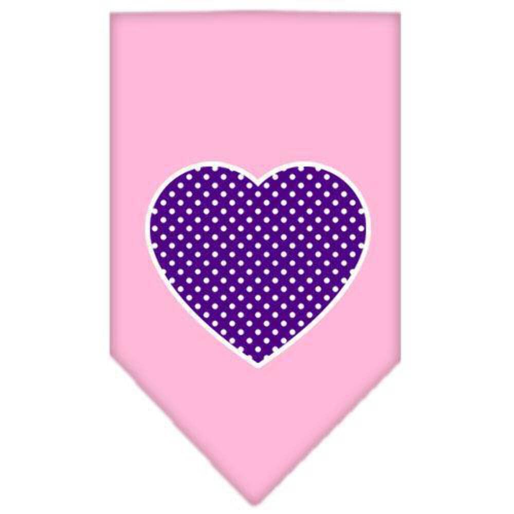 Mirage Pet Products Purple Swiss Dot Heart Screen Print Bandana for Pets, Large, Red