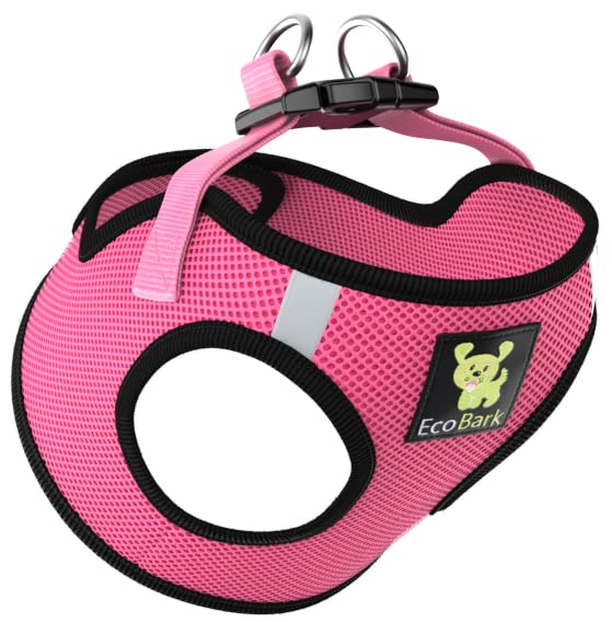 Ecobark Step In Dog Harness - Eco-Friendly Small & Medium Breed Dog Harnesses - Reflective And Adjustable Mini Body Halter Vest - Soft Mesh Toy Breed Harness (Bubblegum Pink, Medium)