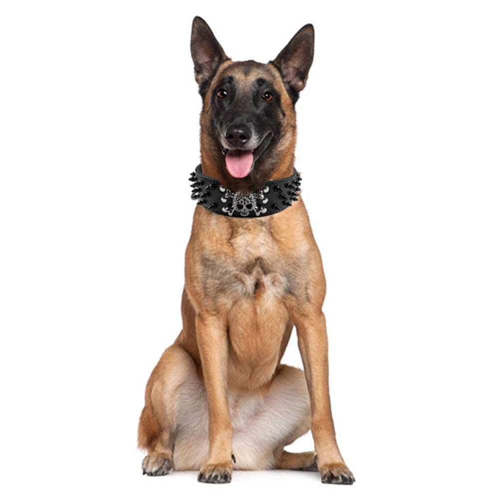 Serijoars Spiked Studded Dog Collar, Pu Leather Dog Collar, Adjustable Pet Collars For Medium Or Large Breed Pet (Xl, Red2)