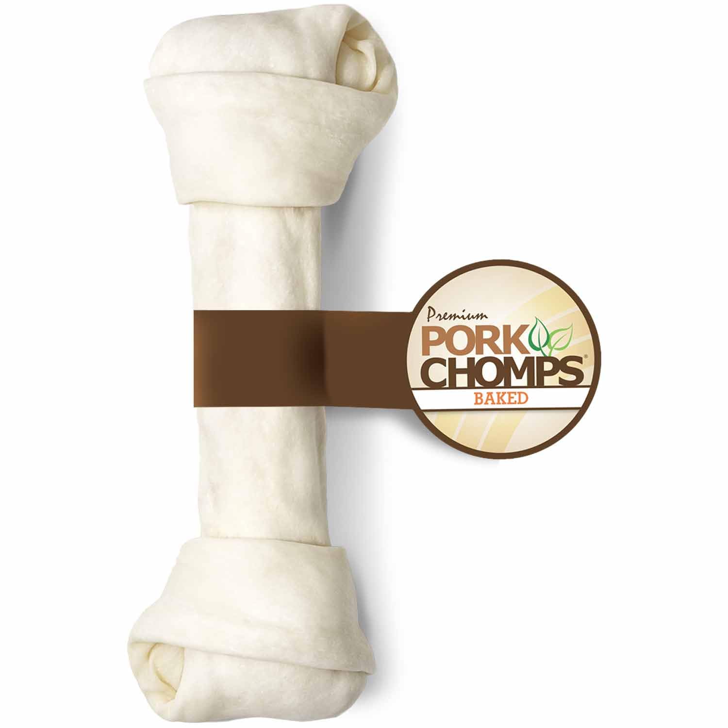 Pork Chomps Baked Pork Skin Dog Chew, 8-inch Knot, 1 Count