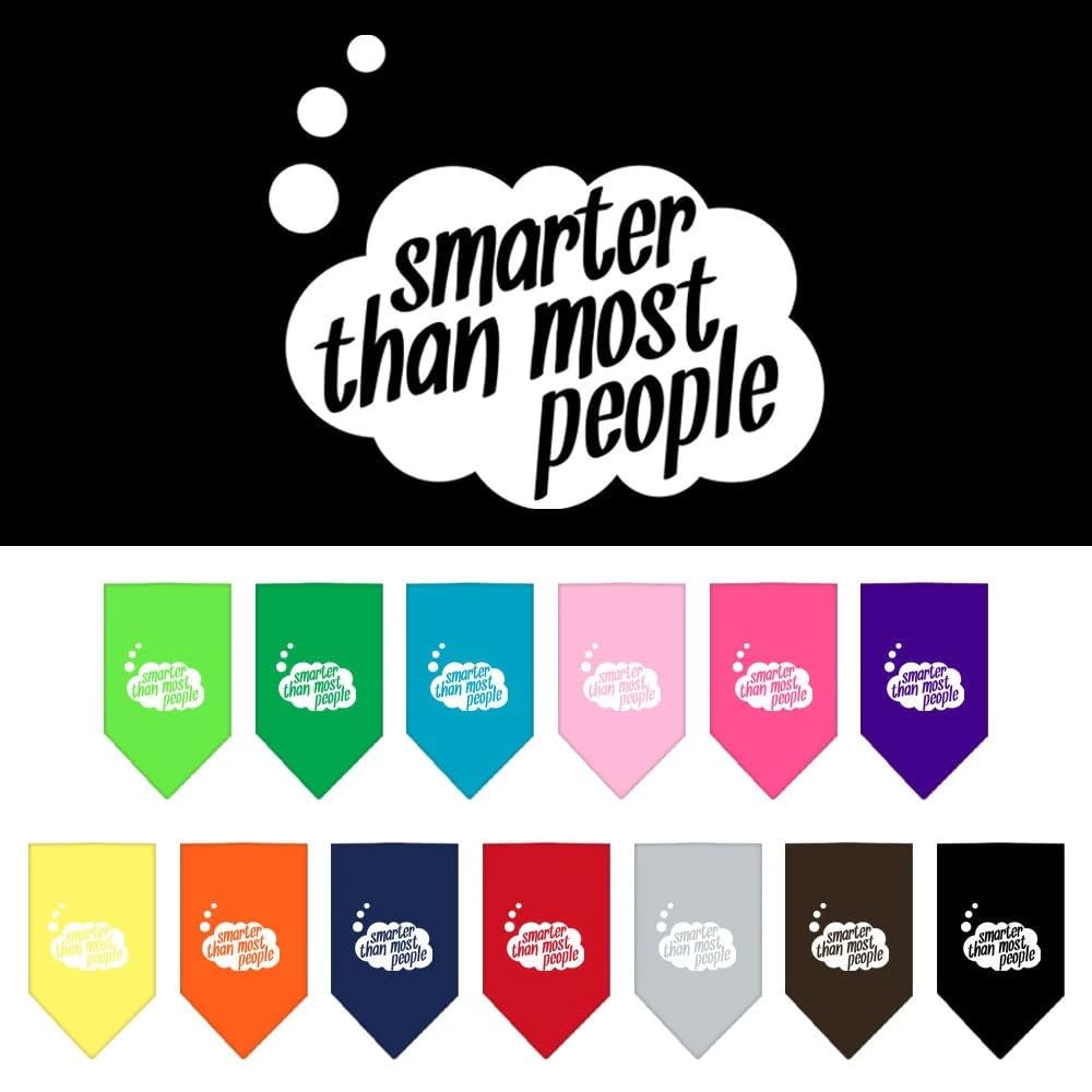 Pet and Dog Bandana Screen Printed, "Smarter Than Most People" Bright Pink Large