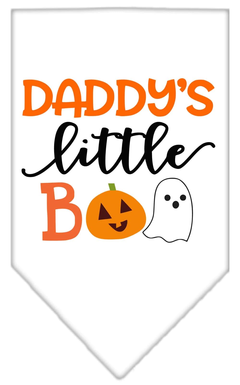 Halloween Pet and Dog Bandana Screen Printed, "Daddy's Little Boo" White Large