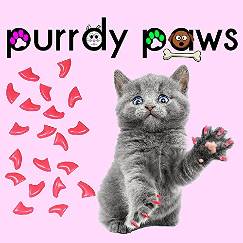 Purrdy Paws 40 Pack Soft Nail Caps For Cat Claws Soft Pink Kitten