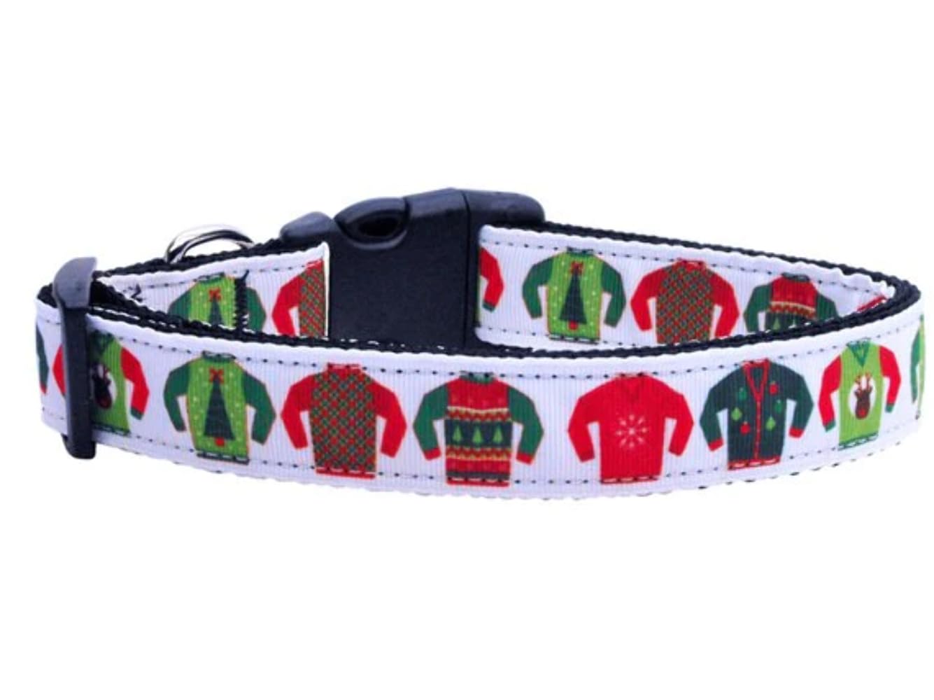 Christmas Pet Dog & Cat Nylon Collar or Leash, "Ugly Sweater" XS Collar