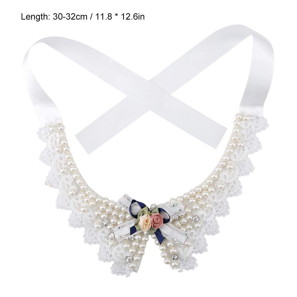 Pet Beautiful Pearl Necklace, Teddy Adjustable Bow Tie with Pearl Dogs Neck Collar Wedding Party Pets Headwear for Pets Cats Dog