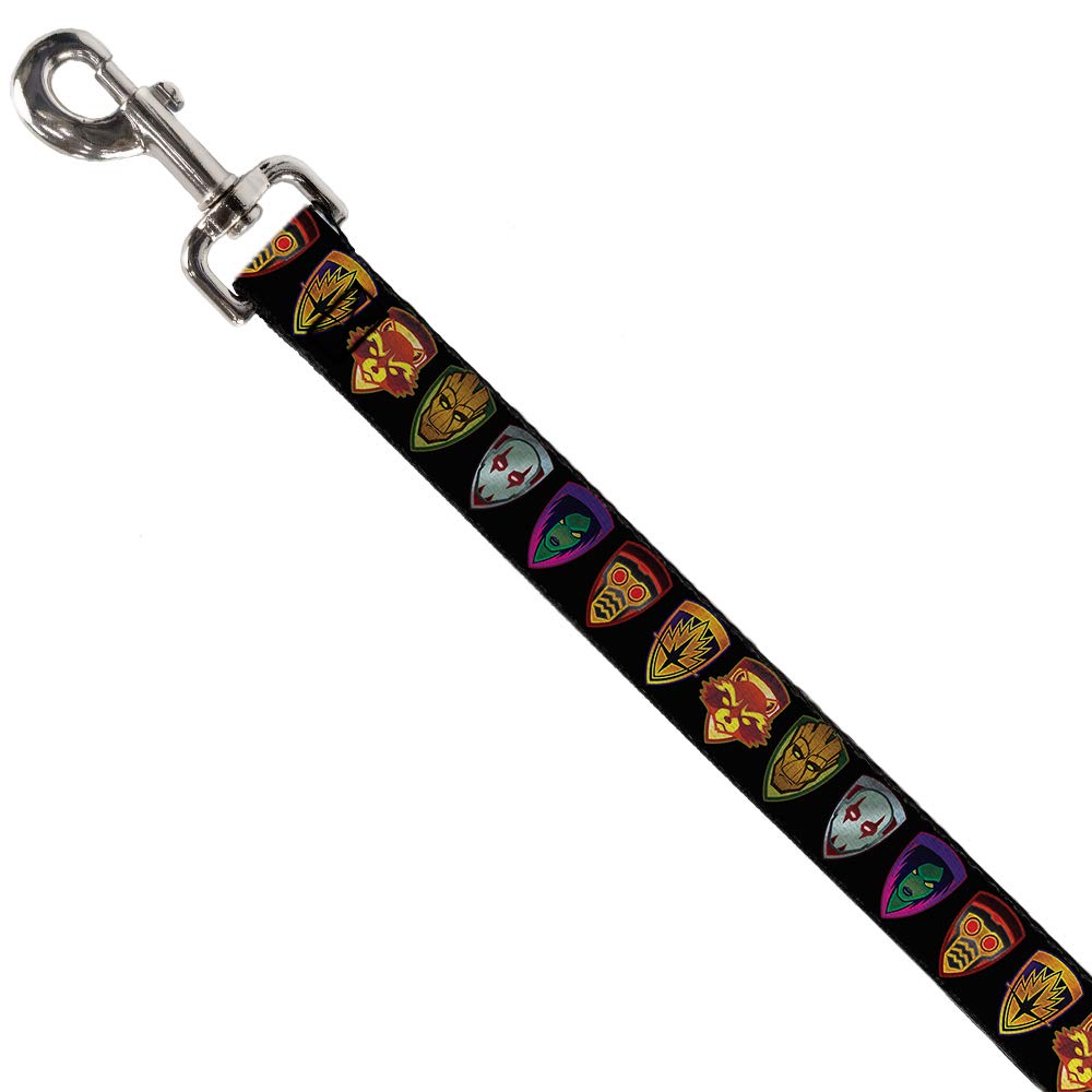 Dog Leash Guardians Of The Galaxy Badge 5 Character Icons Black 4 Feet Long 1.5 Inch Wide