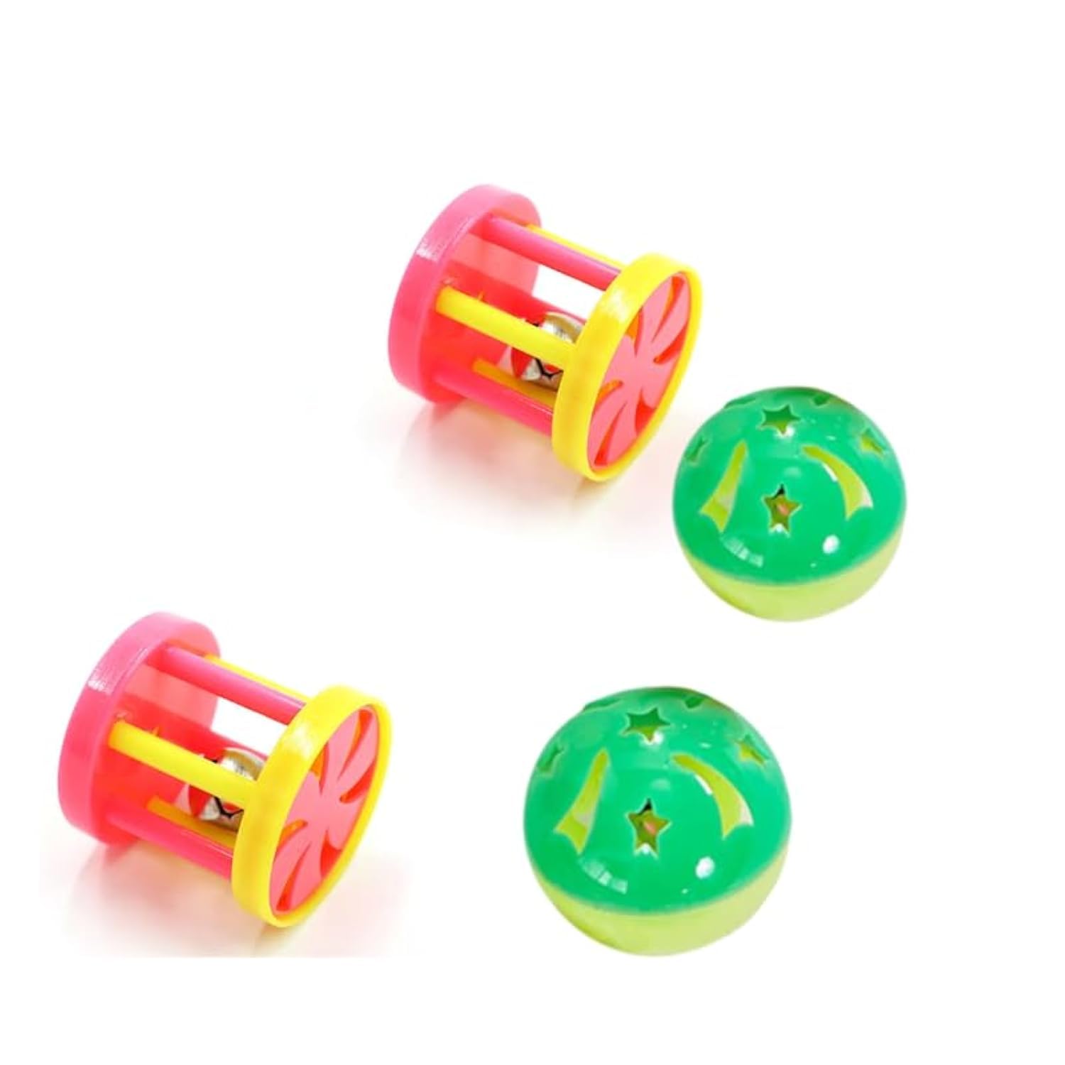 Dog Trust Cat Toy Balls  Lattice Balls with Bell Jingle for Kitten Indoor Play, 4pcs Random Color Pack