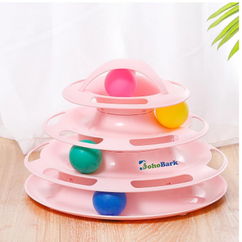 Bohobark Pet Interactive Fun 4 Layers Cat Toy For Cats Detachable Sturdy Random Colour 1 Pcs