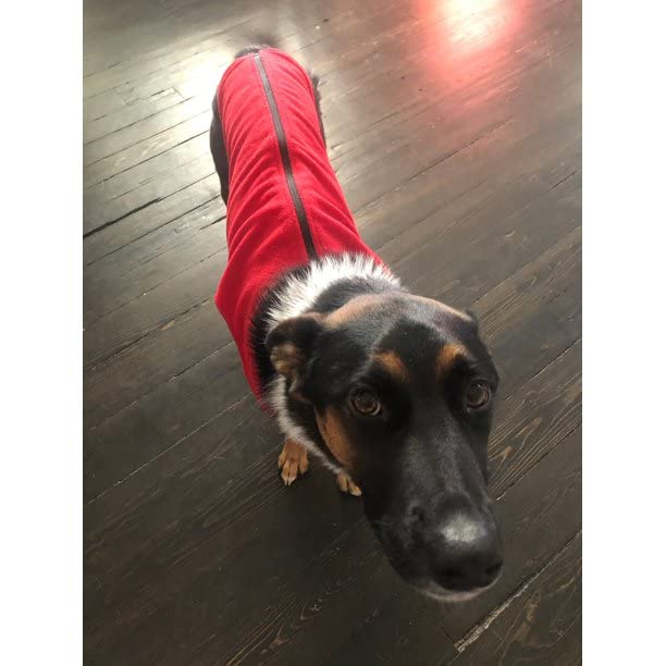 Gooby Zip Up Fleece Dog Sweater - Red, 2X-Large - Warm Pullover Step-In Jacket Without Ring Leash - Winter Clothes For Small And