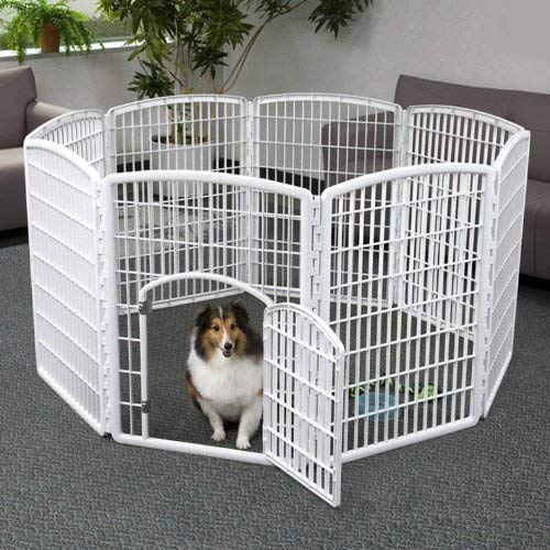 Iris Usa 34'' Pet Playpen 2 Panel Add-On With Connecting Rods, Dog Playpen, Puppy Small Medium Dogs, Heavy-Duty Molded Plastic,