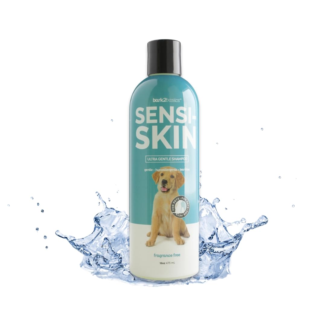 Bark2Basics Sensi-Skin Hypoallergenic Shampoo, 16 oz - Naturally Derived, Sensitive Skin Pet Shampoo, Gentle, No Fragrance, Non-