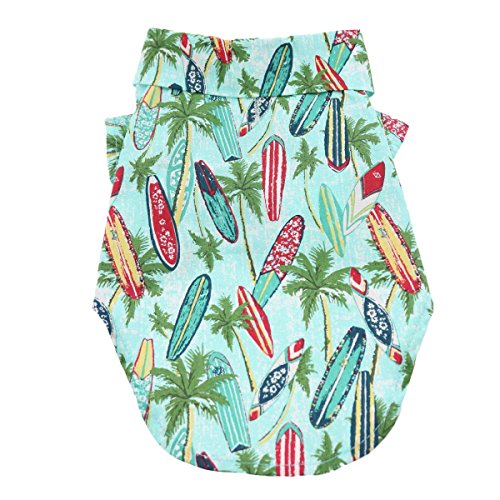 Doggie Design Hawaiian Camp Shirt (Surfboards And Palms, S)