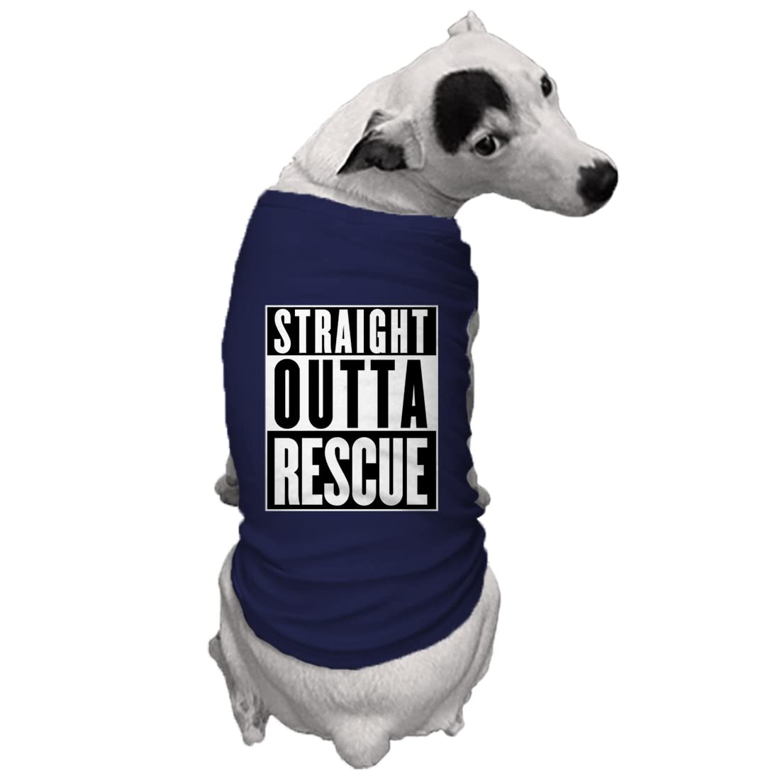 Straight Outta Rescue - Shelter Dog Shirt (Navy, Medium)