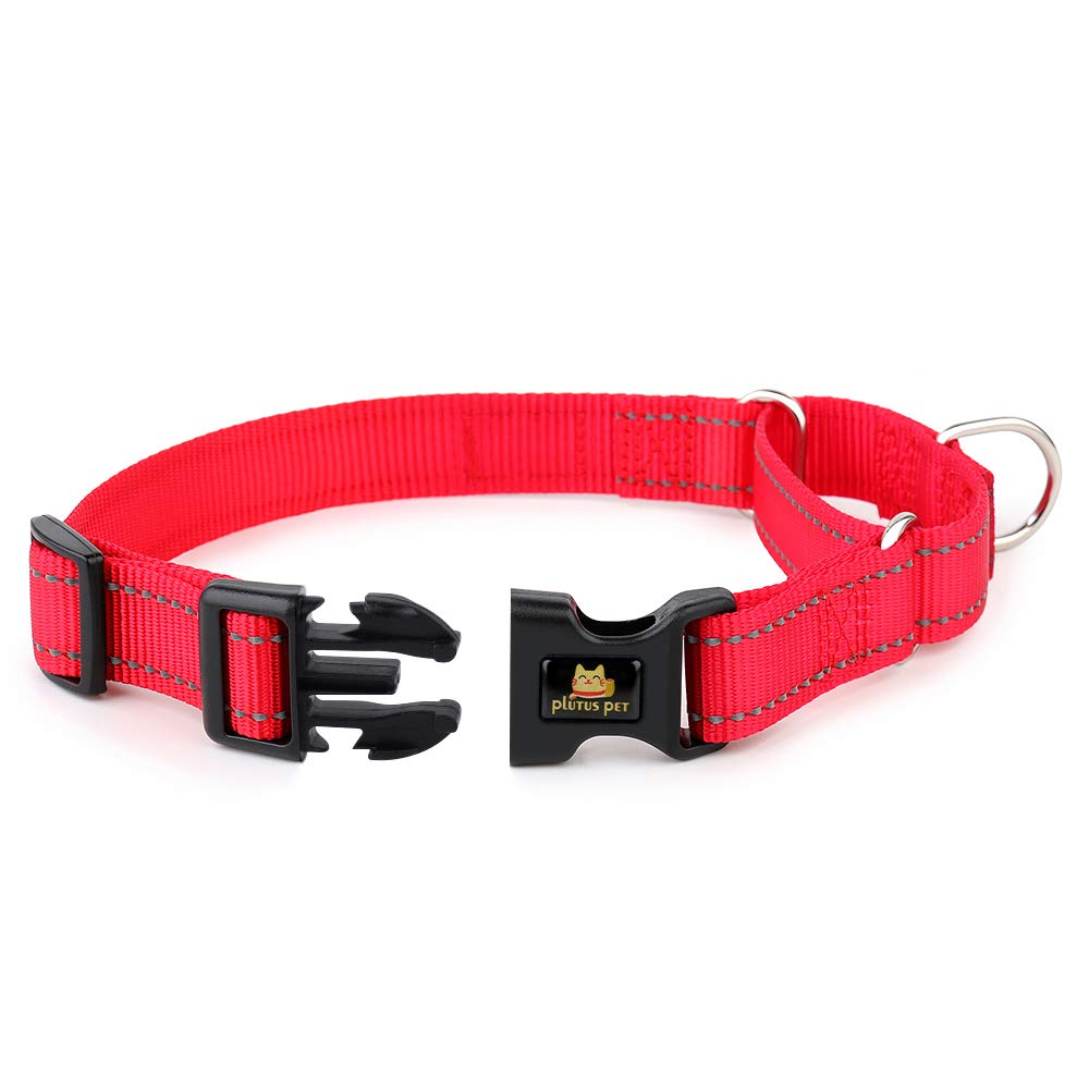 Plutus Pet Reflective Martingale Collar With Quick Snap Buckle,No Pull Dog Choker Collar For Small Medium Large Dogs,S,Red