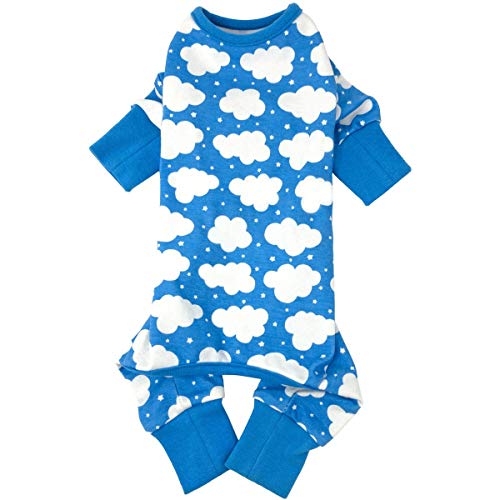 DOGGIE DESIGN CuddlePup Dog Pajamas - Fluffy Clouds (Large, Blue)