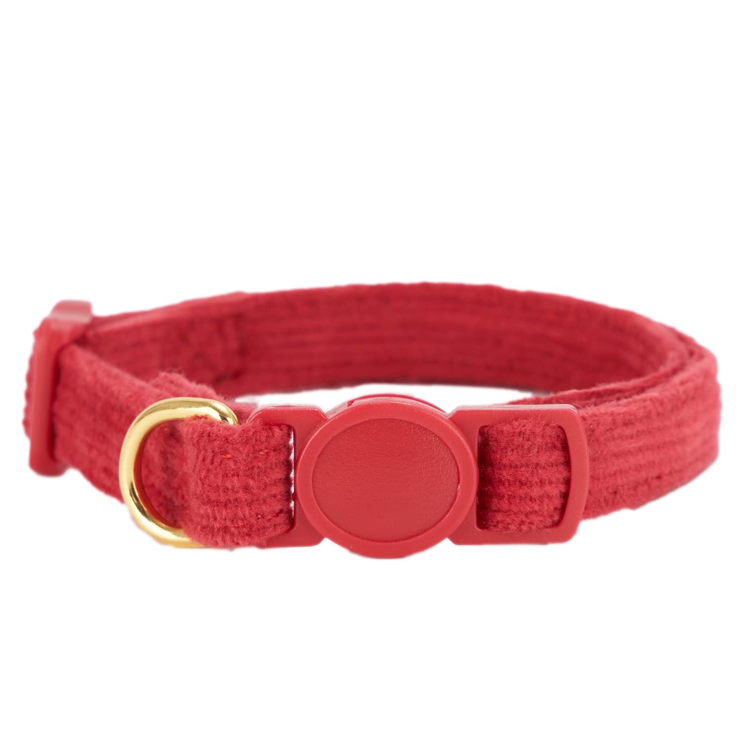 Petiry Soft Corduroy Cat Collar, Plaid Pattern, With Bell And Bowtie, Safety Breakaway Clasp, Adjustable For Kitten And Cats Red