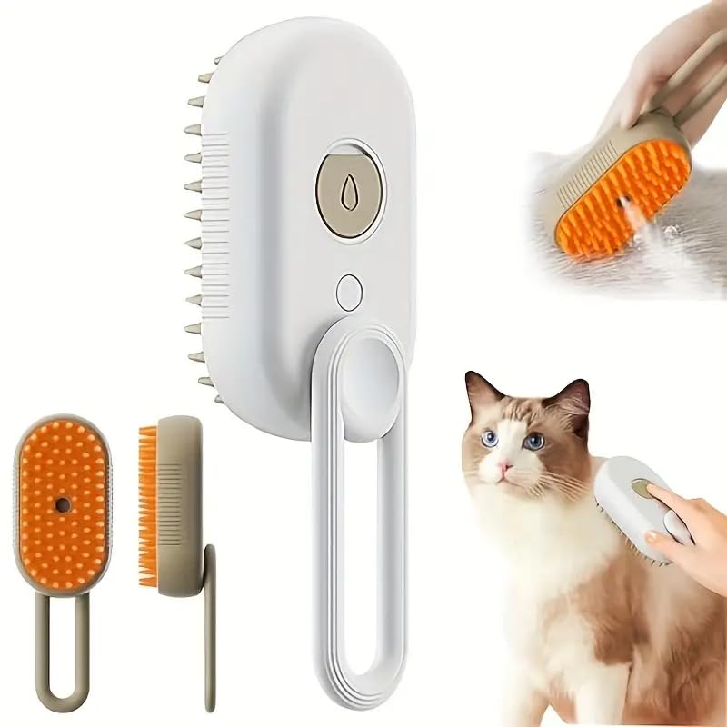 Deriz Cat Steam Brush 3 In1 Steamy Cat Brush Rechargeable Cat Brush With Spray Dog Brush Self Cleaning Steam Cat Brush Multifunc