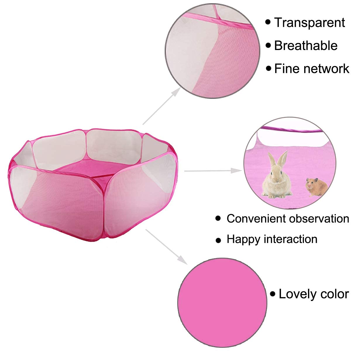 Hamster Playpen With Mat, Large - Foldable Exercise Playpen, Breathable And Transparent Pet Cage Fence Indoor/Outdoor For Guinea