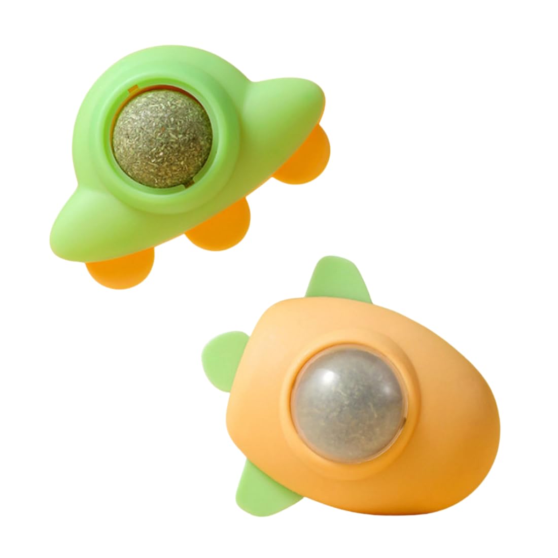 Pet Fun Pack Of 2 Interactive Catnip Toys  Rotating Cat Teaser With Strong Suction Base, Natural Catnip Ball & Durable Design F