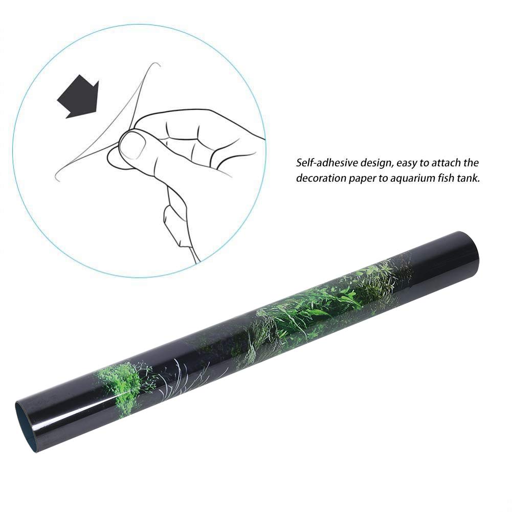 Gloglow Aquarium Background Sticker, Aquarium Seafloor Water Grass Background Pvc Adhesive Landscape Image Fish Background Poste