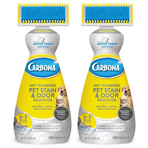 Carbona Oxy-Powered Pet Stain & Odor Remover, 22 Fl Oz, 2 Pack - Active Foam Technology for Effective Cleaning