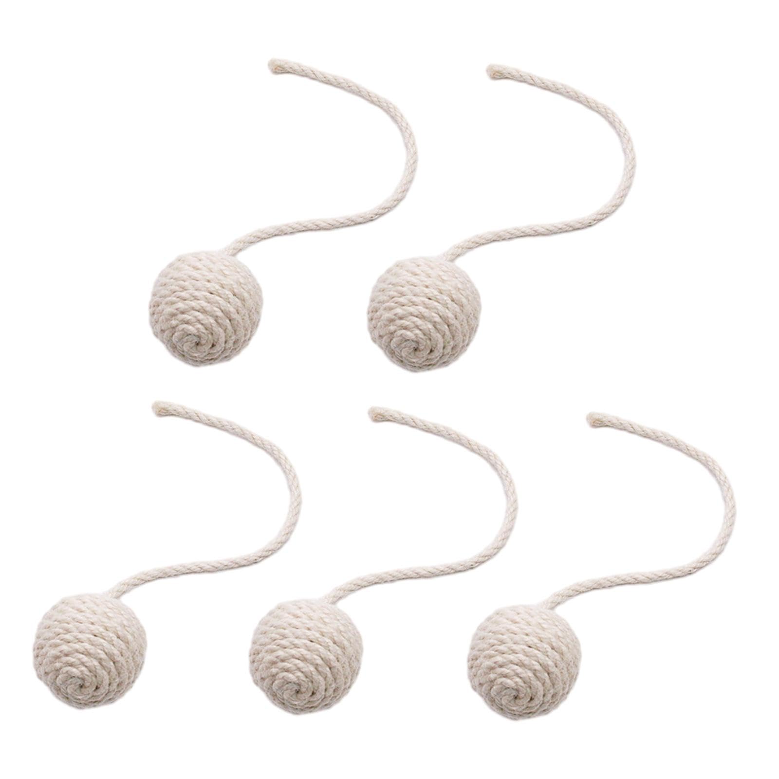 Atorse 5 Pieces Cat Toys Sisal Ball Self Play For Small Medium Cats Cat Teaser Toys 4.5Cm White