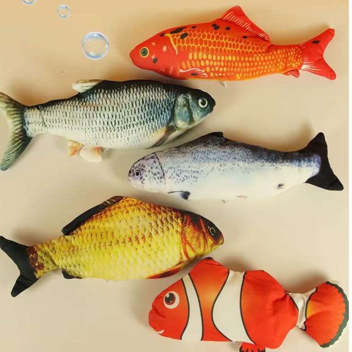 Psk Pet Mart Multicolour Electric Moving Fish Cat Toy  Realistic Plush Simulation Dancing Wagging Catnip Kicker For Indoor Cats