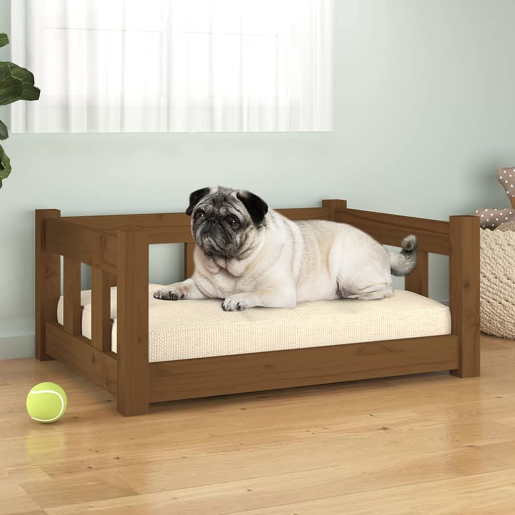 vidaXL Dog Bed Honey Brown 65.5x50.5x28 cm Solid Wood Pine