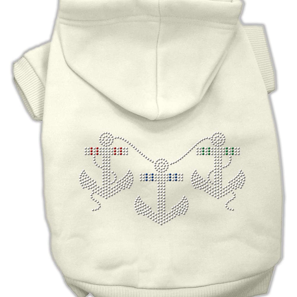 Mirage Pet Products 18-Inch Rhinestone Anchors Hoodies, XX-Large, Cream