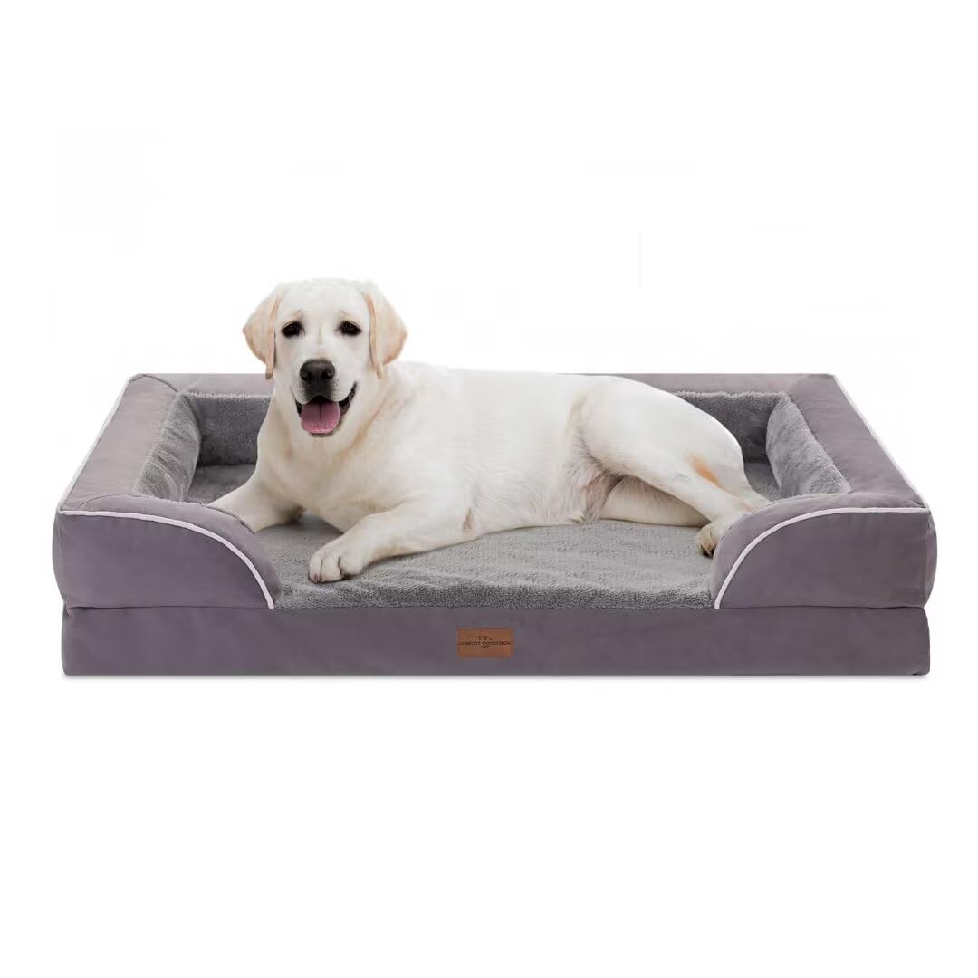 Comfort Expression Jumbo Dog Bed For Extra Large Dogs, Jumbo Breed Waterproof Orthopedic Dog Bed, Pv Washable Dog Sofa Bed With Removable Cover & Non-Slip Bottom(Jumbo,Purple)