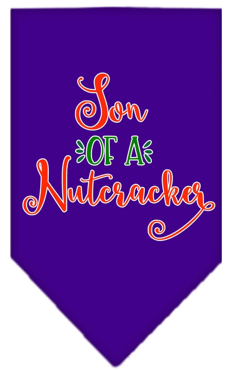Christmas Pet and Dog Bandana Screen Printed, "Son Of A Nutcracker" Purple Large