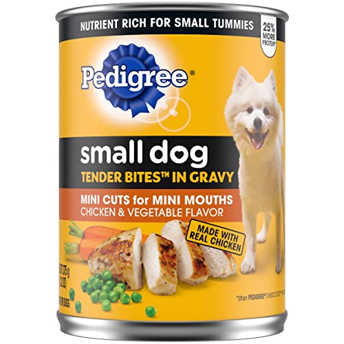 Pedigree Small Dog Tender Bites in Gravy Wet Dog Food, Chicken & Vegetable Flavor, 13.2 oz. Cans, 12 Count