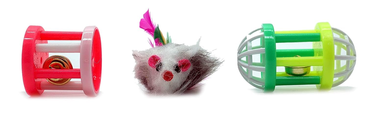Pets Empire Pet Cat Kitten Soft Foam MultiColorplay Balls And Plastic Ball Activity Toys (Color May Vary)