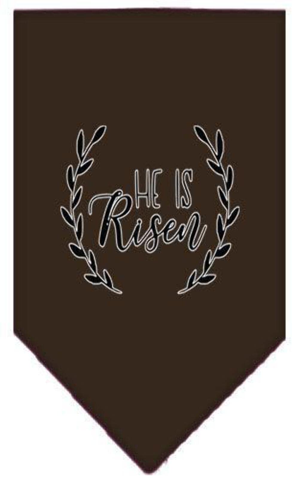 Mirage Pet Products He Is Risen Screen Print Bandana Cocoa Large
